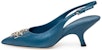 (W) TORY BURCH Kulit Gesper Hujung Runcing Stiletto 'Fesyen Biru' 149150-449
