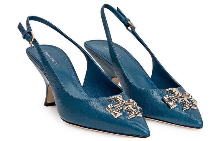 Order (W) TORY BURCH Kulit Gesper Hujung Runcing Stiletto 'Fesyen Biru' 149150-449