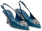 Order (W) TORY BURCH Kulit Gesper Hujung Runcing Stiletto 'Fesyen Biru' 149150-449