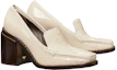 Lookbook (W) (女性用) TORY BURCH クロコ型押しレザー スクエアトゥ ブロックヒール 'ホワイト' 144074-123 144074-123