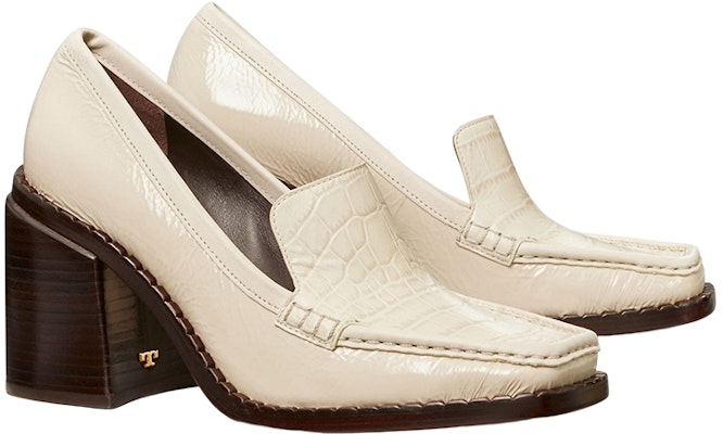 (W) (女性用) TORY BURCH クロコ型押しレザー スクエアトゥ ブロックヒール 'ホワイト' 144074-123 144074-123 Lookbook (W) (女性用) TORY BURCH クロコ型押しレザー スクエアトゥ ブロックヒール 'ホワイト' 144074-123 144074-123