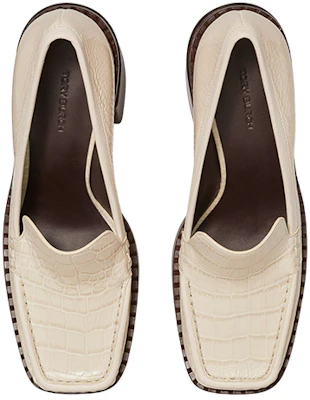 (W) (女性用) TORY BURCH クロコ型押しレザー スクエアトゥ ブロックヒール 'ホワイト' 144074-123 144074-123 Purchase (W) (女性用) TORY BURCH クロコ型押しレザー スクエアトゥ ブロックヒール 'ホワイト' 144074-123 144074-123