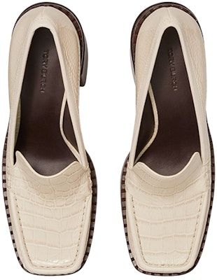 (W) (女性用) TORY BURCH クロコ型押しレザー スクエアトゥ ブロックヒール 'ホワイト' 144074-123 144074-123 Purchase (W) (女性用) TORY BURCH クロコ型押しレザー スクエアトゥ ブロックヒール 'ホワイト' 144074-123 144074-123