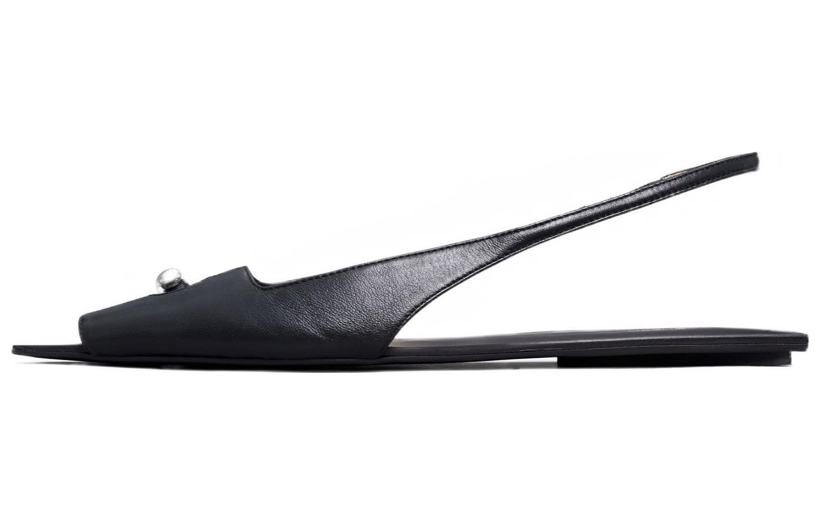 (W) TORY BURCH Leather Cut-Out Slide 'Black'