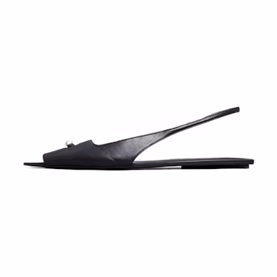 (W) TORY BURCH Leather Cut-Out Slide 'Black'