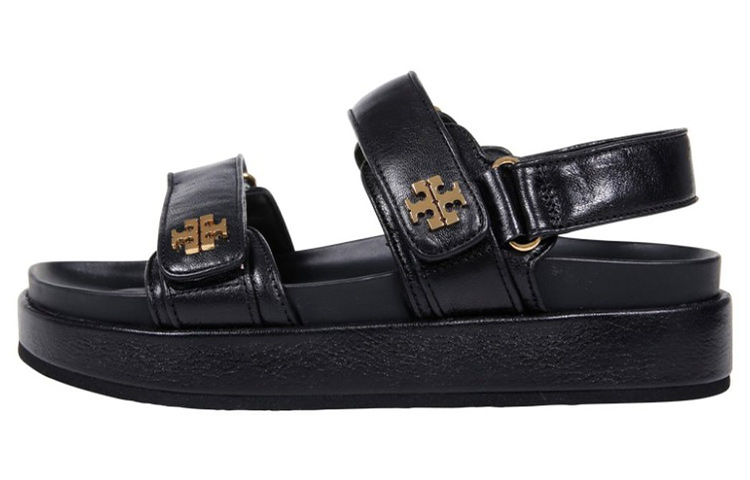 (Women) TORY BURCH Leather Flat Round-Toe Fashion Slide 'Black' 144328-001