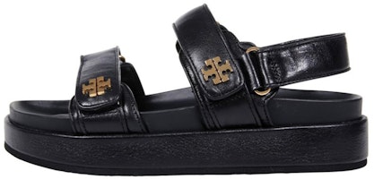 (Women) TORY BURCH Leather Flat Round-Toe Fashion Slide 'Black' 144328-001 (Women) TORY BURCH Leather Flat Round-Toe Fashion Slide 'Black' 144328-001