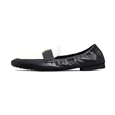 (W) TORY BURCH Leather Flat Slip-On 'Black and White'