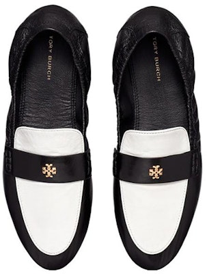 (W) TORY BURCH Kasut Flat Kulit Slip-On 'Hitam dan Putih' 147427-960 Lookbook (W) TORY BURCH Kasut Flat Kulit Slip-On 'Hitam dan Putih' 147427-960