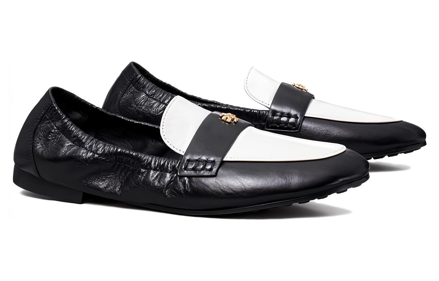 Lookbook (W) トリーバーチ レザー フラットスリッポン (白黒) 147427-960