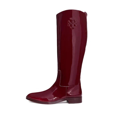 (W) TORY BURCH Leather High-Top Boots 'Red Zipper Fashion'