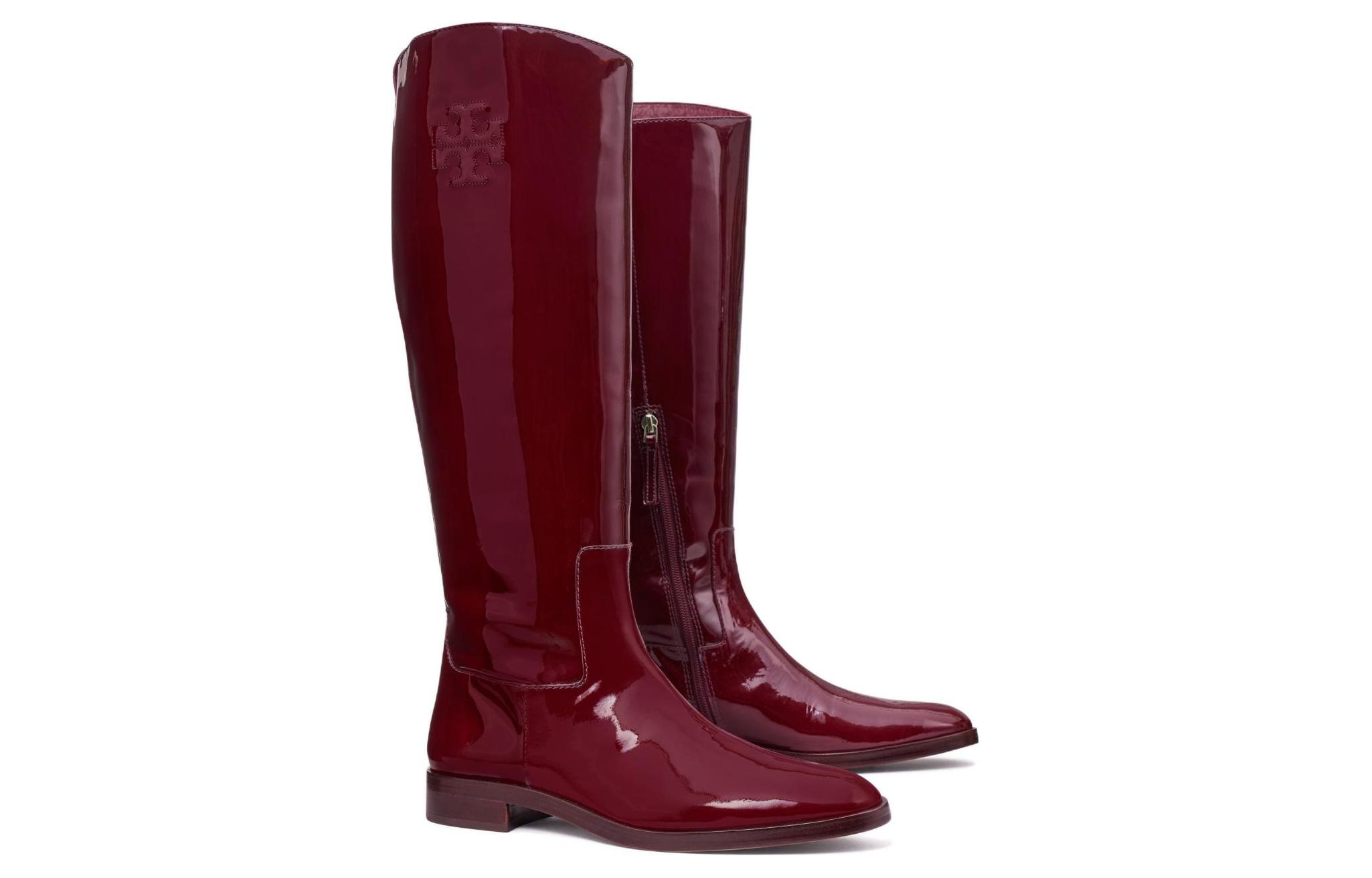 (W) TORY BURCH Leather High-Top Boots 'Red Zipper Fashion' 圖 4