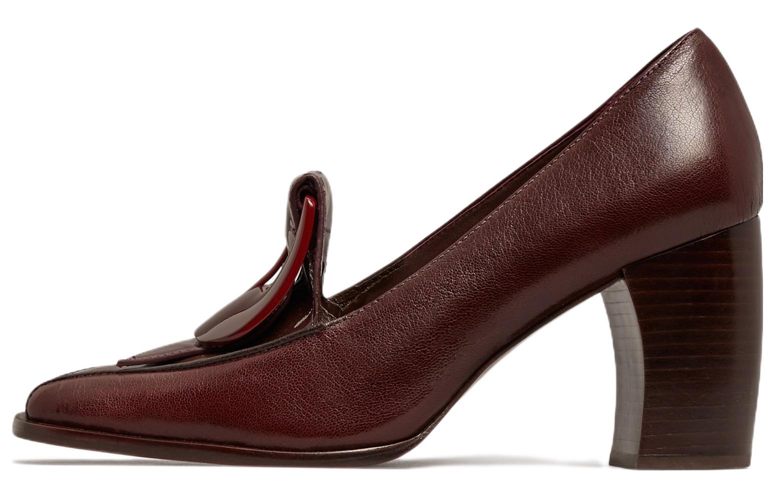 Buy TORY BURCH 皮革 香蕉鞋跟 高跟鞋 女款 棕紅色
