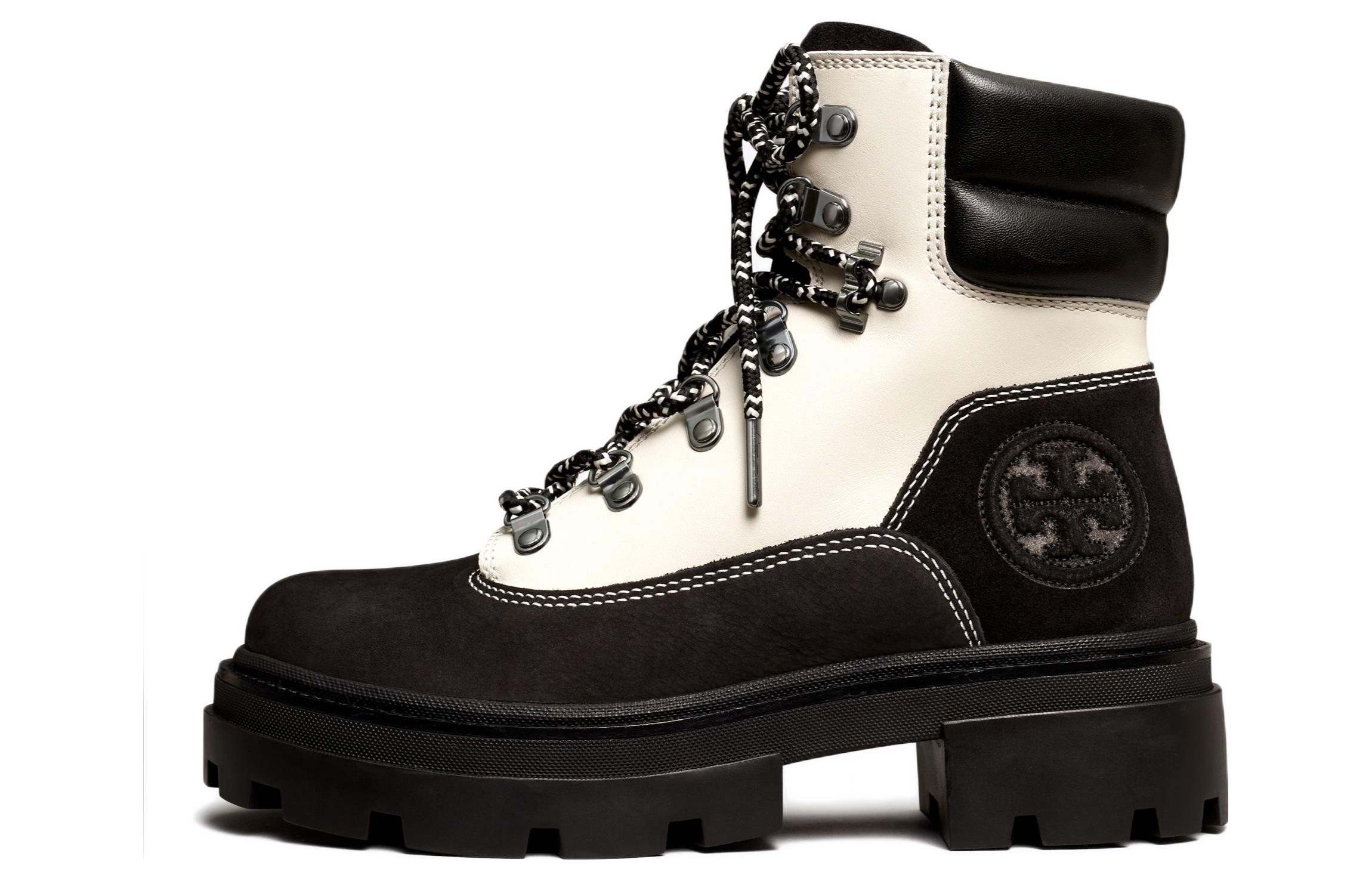 (Women) TORY BURCH Leather Lace-Up Bootie 'Black and White' 142893-100