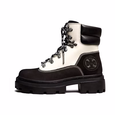(W) TORY BURCH Leather Lace-Up Bootie 'Black and White'