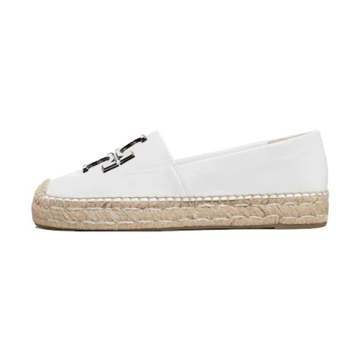 (W) TORY BURCH Leather Logo Round Toe Espadrille 'White'