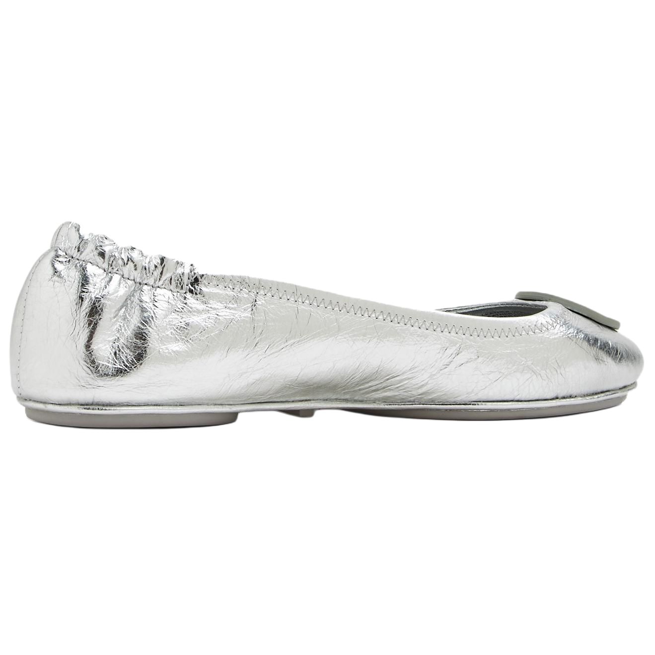 Shop (W) TORY BURCH Zapatillas de Cuero Sin Cordones 'Plata' 144167-040