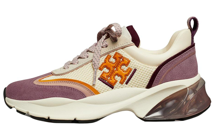 (W) TORY BURCH Leather Low-Top Sneaker 'White Purple Logo'