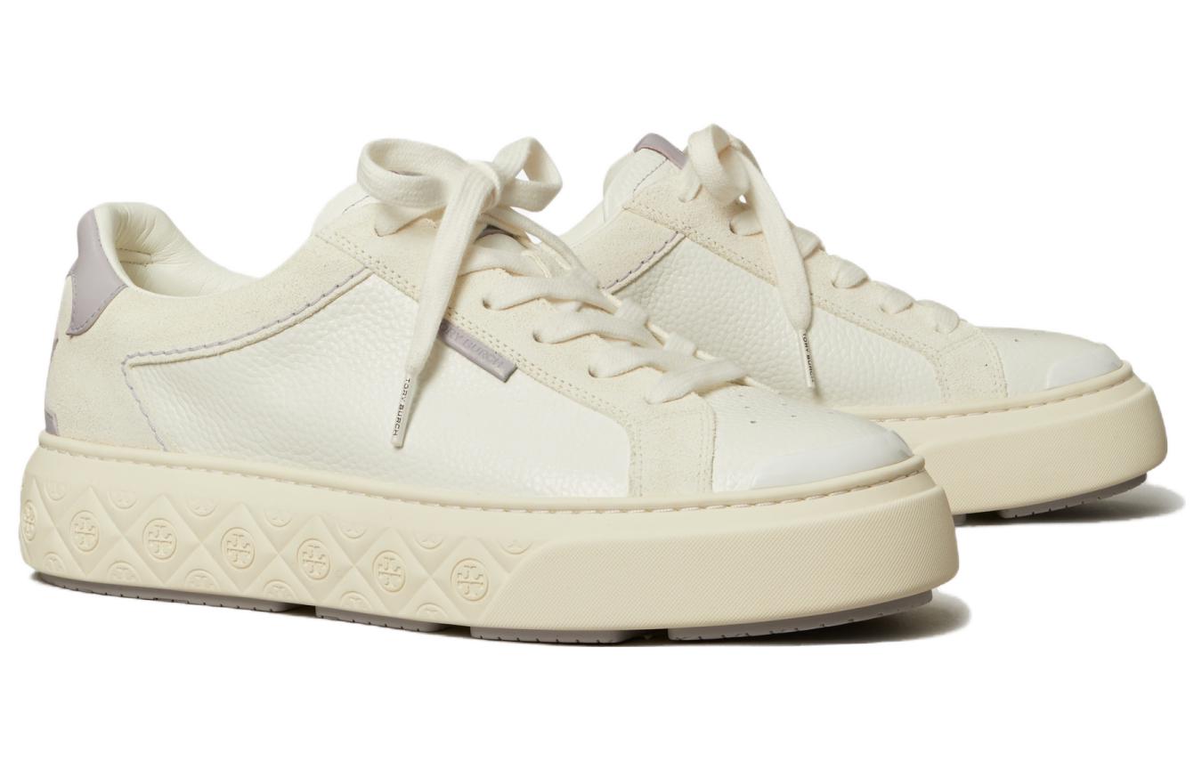 (W) TORY BURCH Leather Low-Top Sneaker 'White Lace-Up' 圖 2