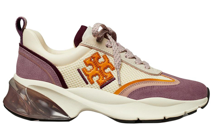 (W) TORY BURCH Leather Low-Top Sneaker 'White Purple Logo' 圖 2