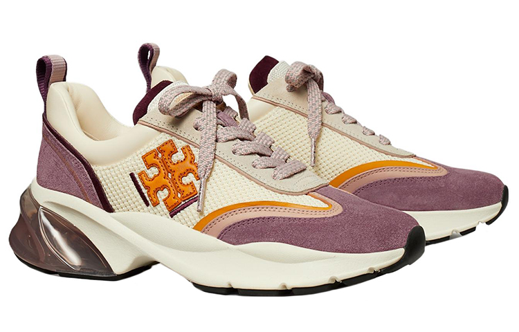 (W) TORY BURCH Leather Low-Top Sneaker 'White Purple Logo' 圖 3