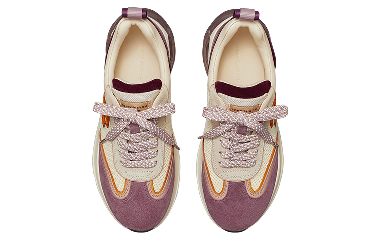 (W) TORY BURCH Leather Low-Top Sneaker 'White Purple Logo' 圖 4