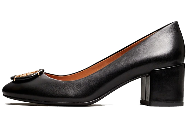 (W) TORY BURCH Leather Mid-Heel 'Black Casual'