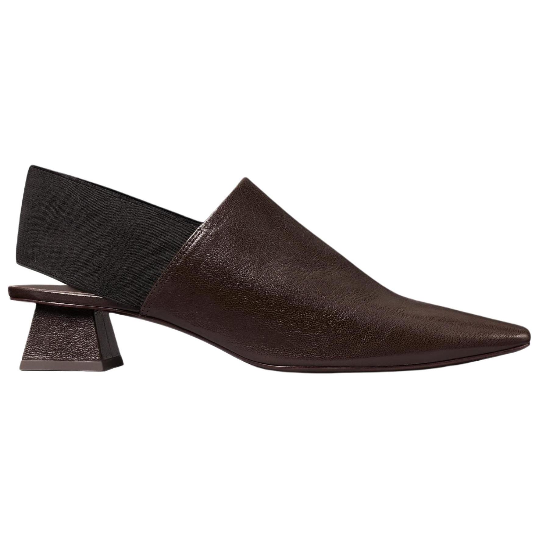 (W) TORY BURCH Leather Mid-Heel Pump 'Brown' 圖 2