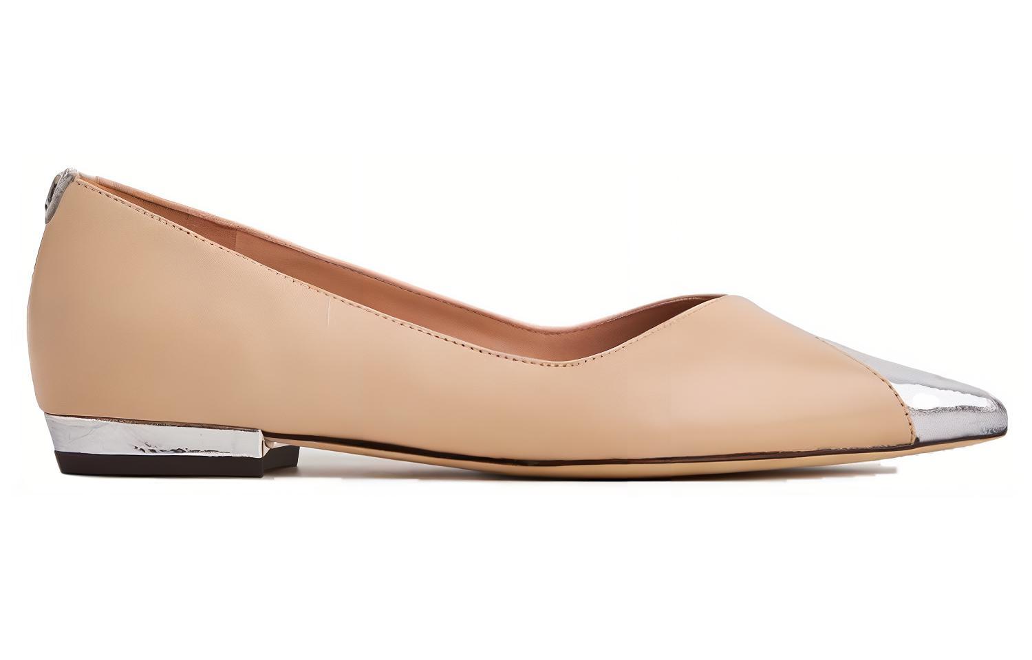 (W) TORY BURCH Leather Pointed-Toe Flat 'Beige' 圖 2