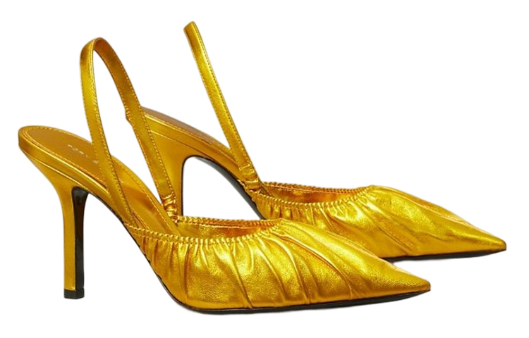 Lookbook (W) TORY BURCH Stiletto Kulit Ujung Lancip 'Emas' 146070-700