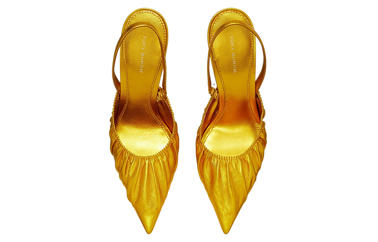 Shop (W) TORY BURCH Stiletto Kulit Ujung Lancip 'Emas' 146070-700