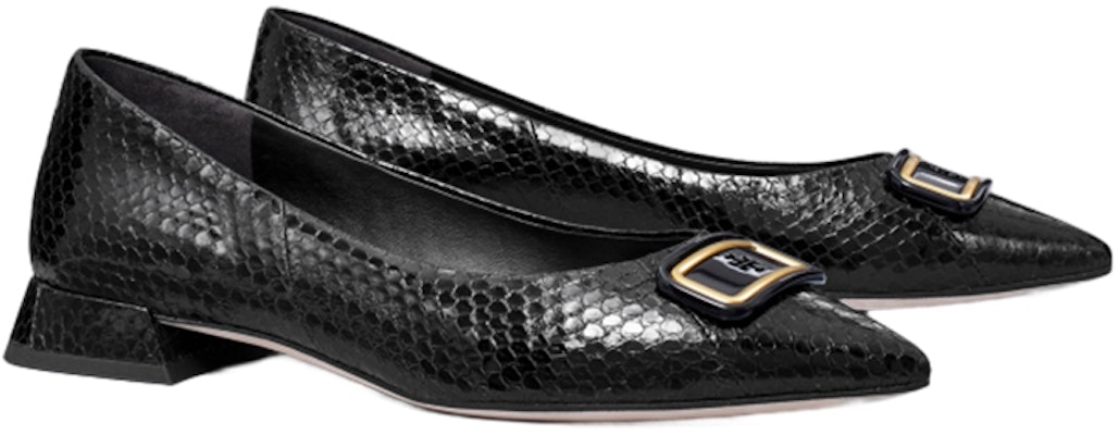 (Women) TORY BURCH Leather Pointed Toe Flat 'Black Logo' 146414-006 Order (Women) TORY BURCH Leather Pointed Toe Flat 'Black Logo' 146414-006