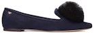 (W) TORY BURCH Kulit Flats Hujung Runcing 'Biru Hitam' 85775-416