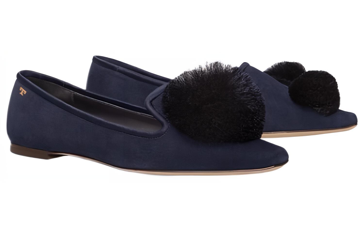 Lookbook (W) トリーバーチ レザー ポインテッドトゥ フラット (ブルーブラック) 85775-416