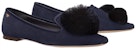 (W) TORY BURCH Kulit Flats Hujung Runcing 'Biru Hitam' 85775-416