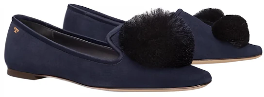 Lookbook (Women) TORY BURCH Leather Pointed Toe Flat 'Blue Black' 85775-416