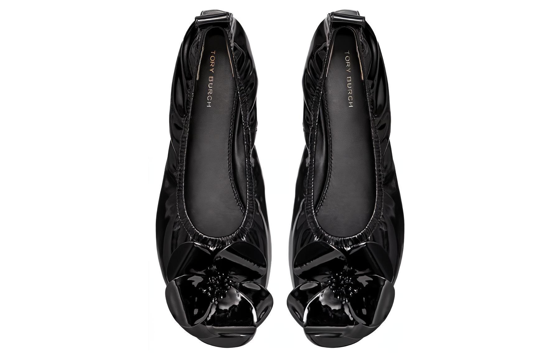 (W) TORY BURCH Leather Pointed Toe Flats 'Black' 圖 5