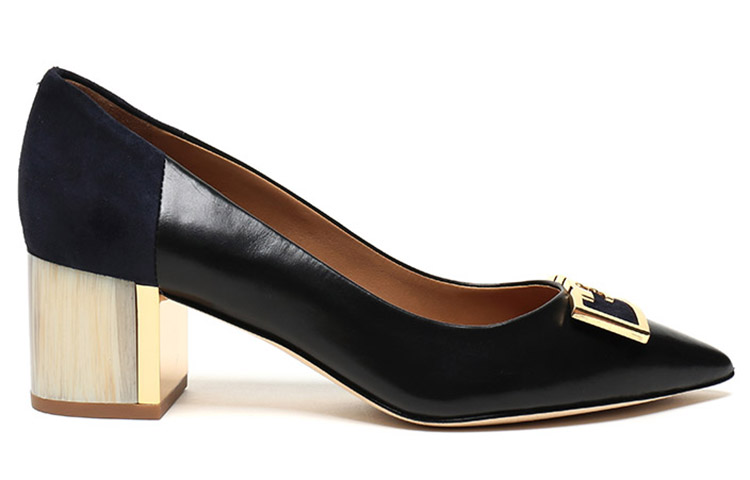 (W) TORY BURCH Leather Pointed Toe High Heels 'Elegant Black and Blue' 圖 2