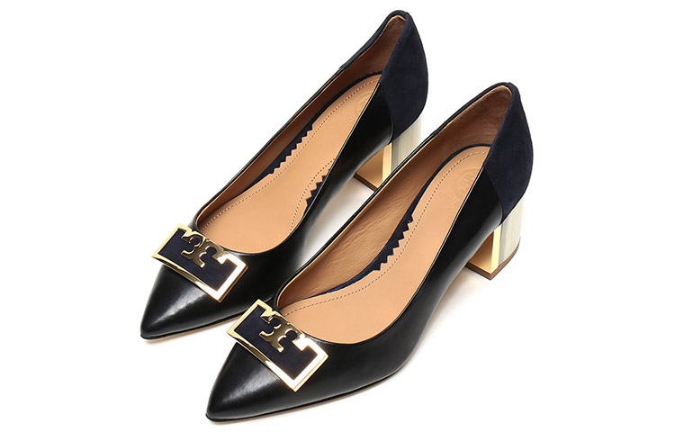 (W) TORY BURCH Leather Pointed Toe High Heels 'Elegant Black and Blue' 圖 3