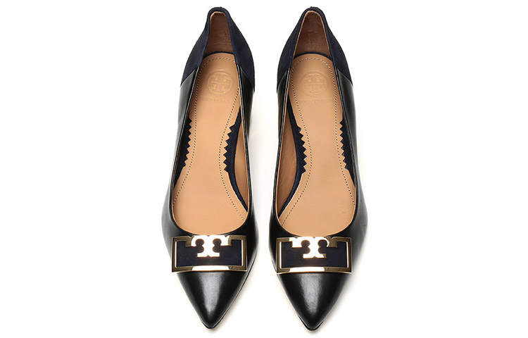 (W) TORY BURCH Leather Pointed Toe High Heels 'Elegant Black and Blue' 圖 4