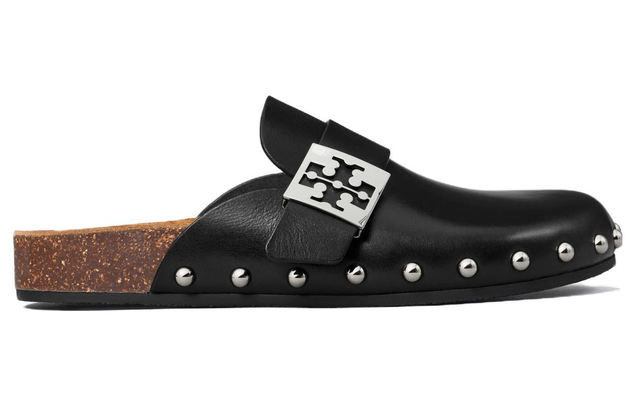 Order (W) TORY BURCH Mule en Cuir Noir à Bout Rond Slip-On 154448-006