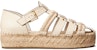 (W) Sandal Gladiator Kulit Tory Burch Bertumit Bulat dengan Gesper 'Putih Gading' 149233-104