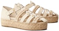 Lookbook (W) Sandal Gladiator Kulit Tory Burch Bertumit Bulat dengan Gesper 'Putih Gading' 149233-104