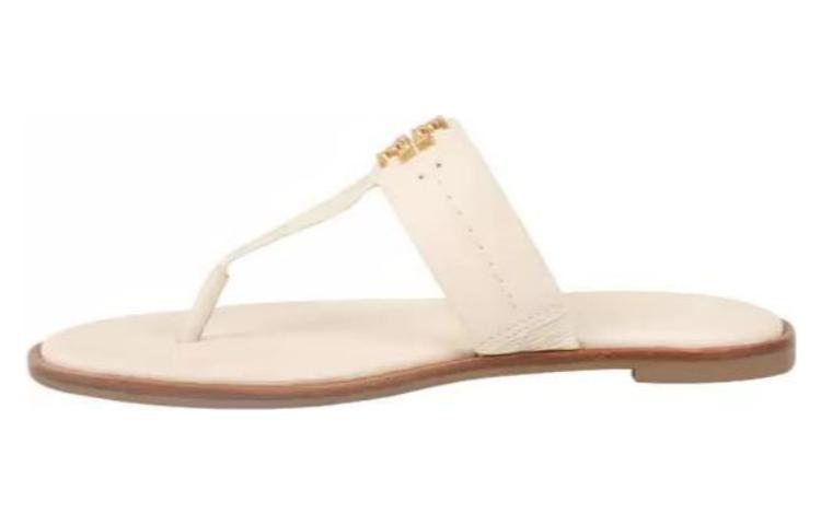 (W) TORY BURCH Leather Round-Toe Flip-Flops 'Beige'