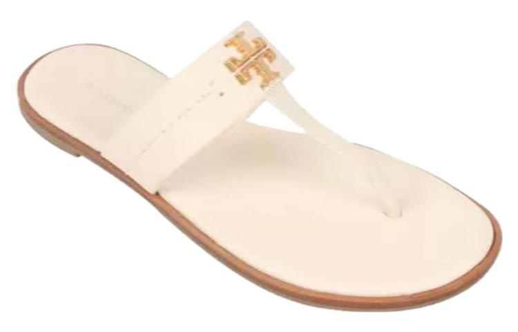 (W) TORY BURCH Leather Round-Toe Flip-Flops 'Beige' 圖 2