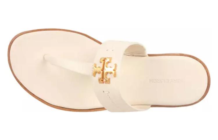 (W) TORY BURCH Leather Round-Toe Flip-Flops 'Beige' 圖 4