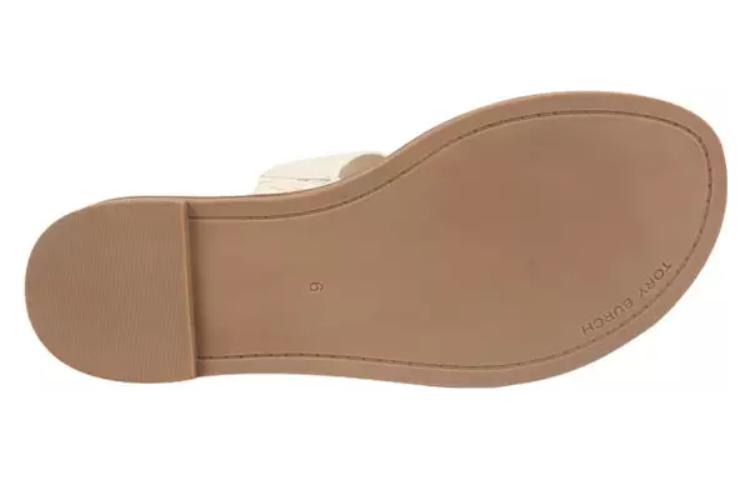 (W) TORY BURCH Leather Round-Toe Flip-Flops 'Beige' 圖 5