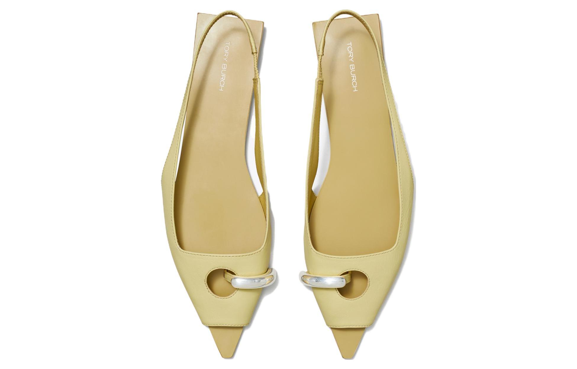 Shop (W) トリーバーチ レザーラウンドトゥスライドサンダル (イエロー) 148606-700