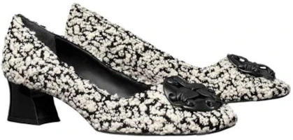 Shop TORY BURCH 皮革 圓頭套腳 粗跟 高跟鞋 女款 黑色