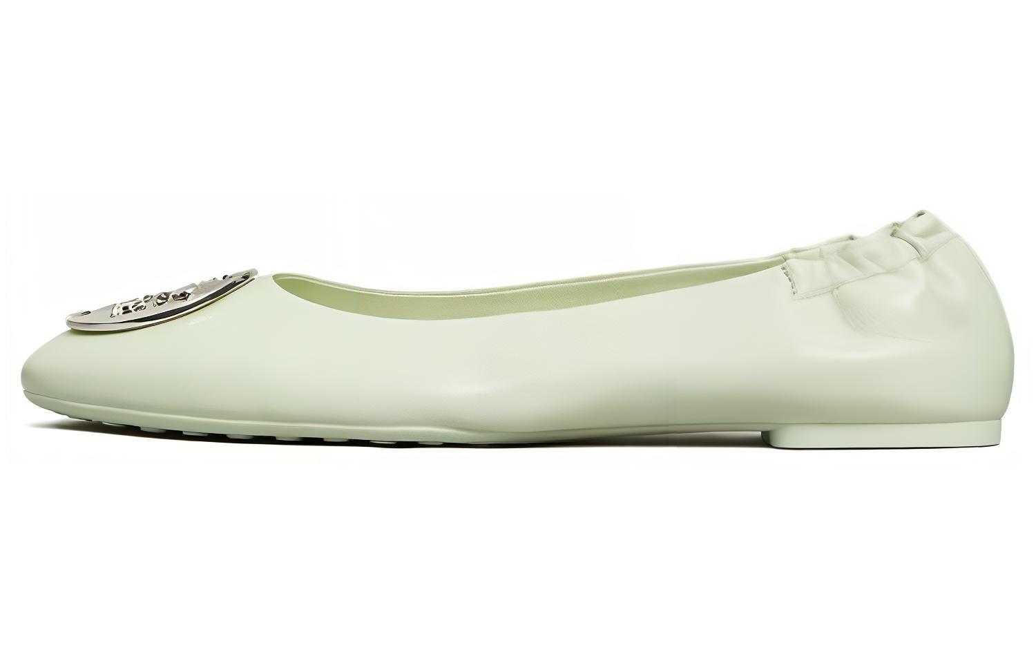(W) TORY BURCH Leather Round Toe Slip-On Flats 'Green'
